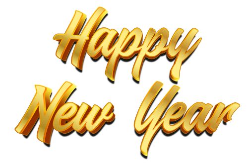 Happy New Year in gold lettering