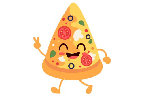 Cartoon pizza slice waving