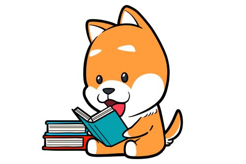 Puppy reading book