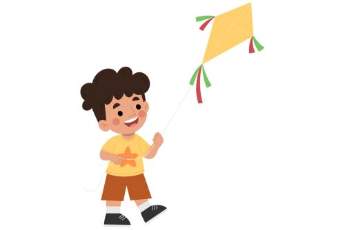 Little boy flying a kite